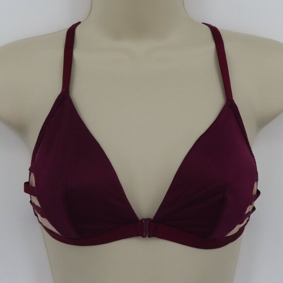 Victorias Secret Medium Bralette Purple Mesh Sides Wireless Unlined Front Close - Picture 2 of 13